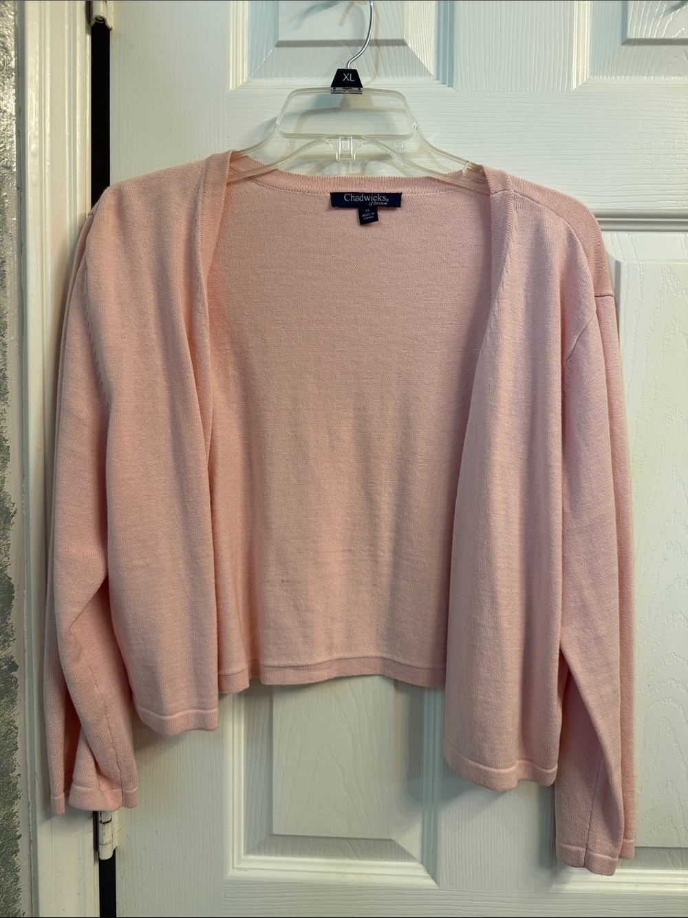 Chadwicks Light Pink Cropped Open-Front Cardigan